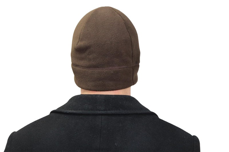 Temple Tape Tactical Fleece Watch Cap Beanie â€“ Skull Cap Fleece Hat - Deep Brown - XL (for Larger Heads) - Image 5